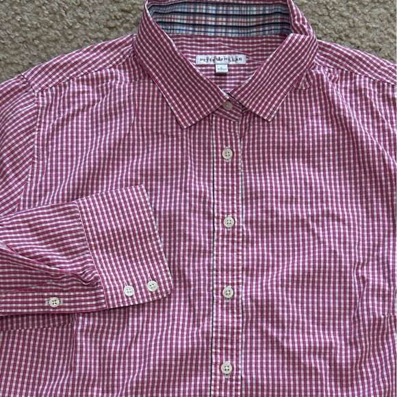 Peter Millar Men’s Large Pink Micro Checkered Button Down Shirt - Picture 5 of 5